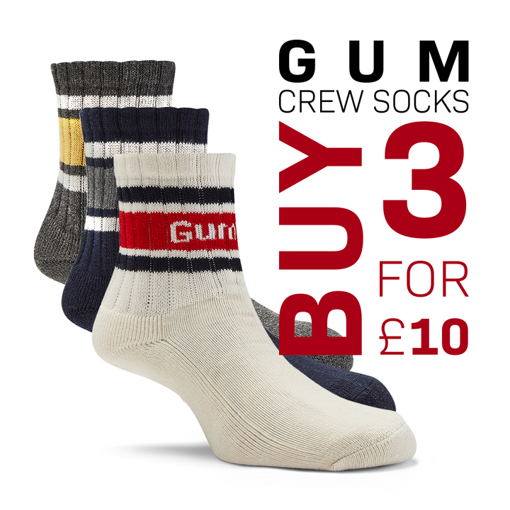 GUM Crew Sock - Men's - Grey & Curry